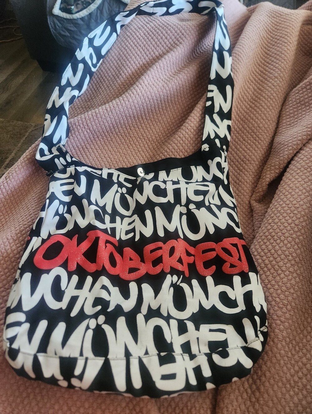 Robin Ruth Black & White Oktoberfest Graphic Crossbody Bag